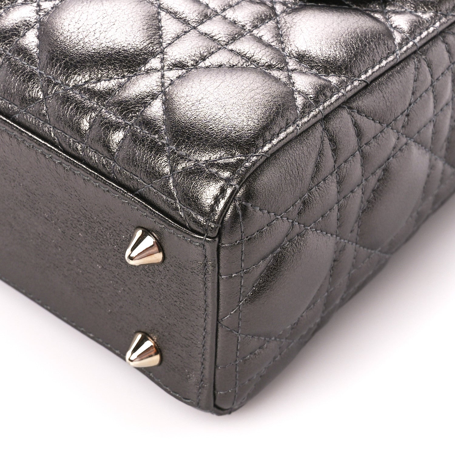 Christian Dior Lambskin Cannage Small My ABCDior Lady Dior Metallic Grey 11 of 12