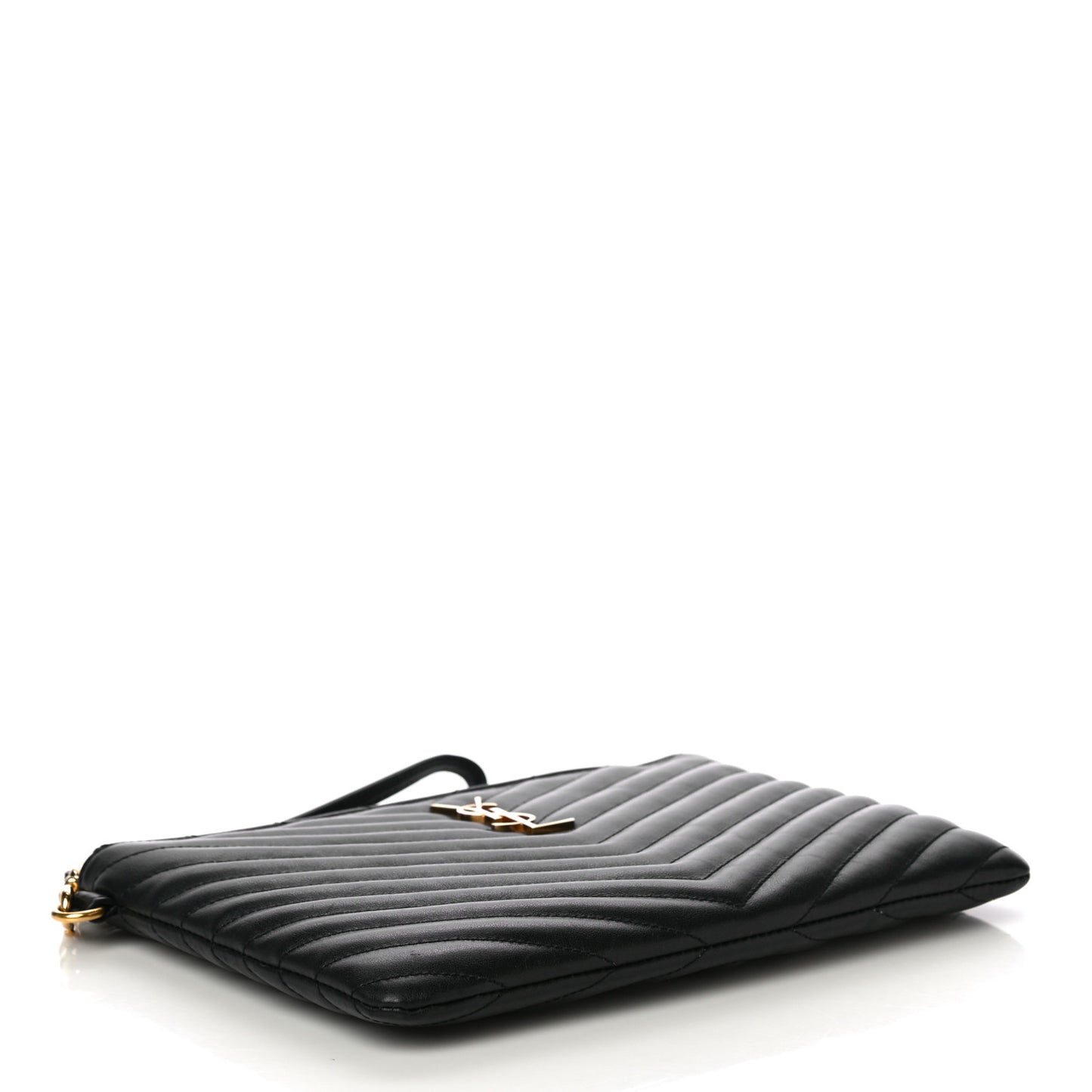 Calfskin Matelasse Chevron Monogram A5 Wristlet Black