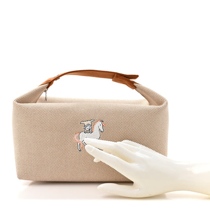 Hermes Canvas Large Bride-A-Brac Cabriole Case Biscuit 2 of 11