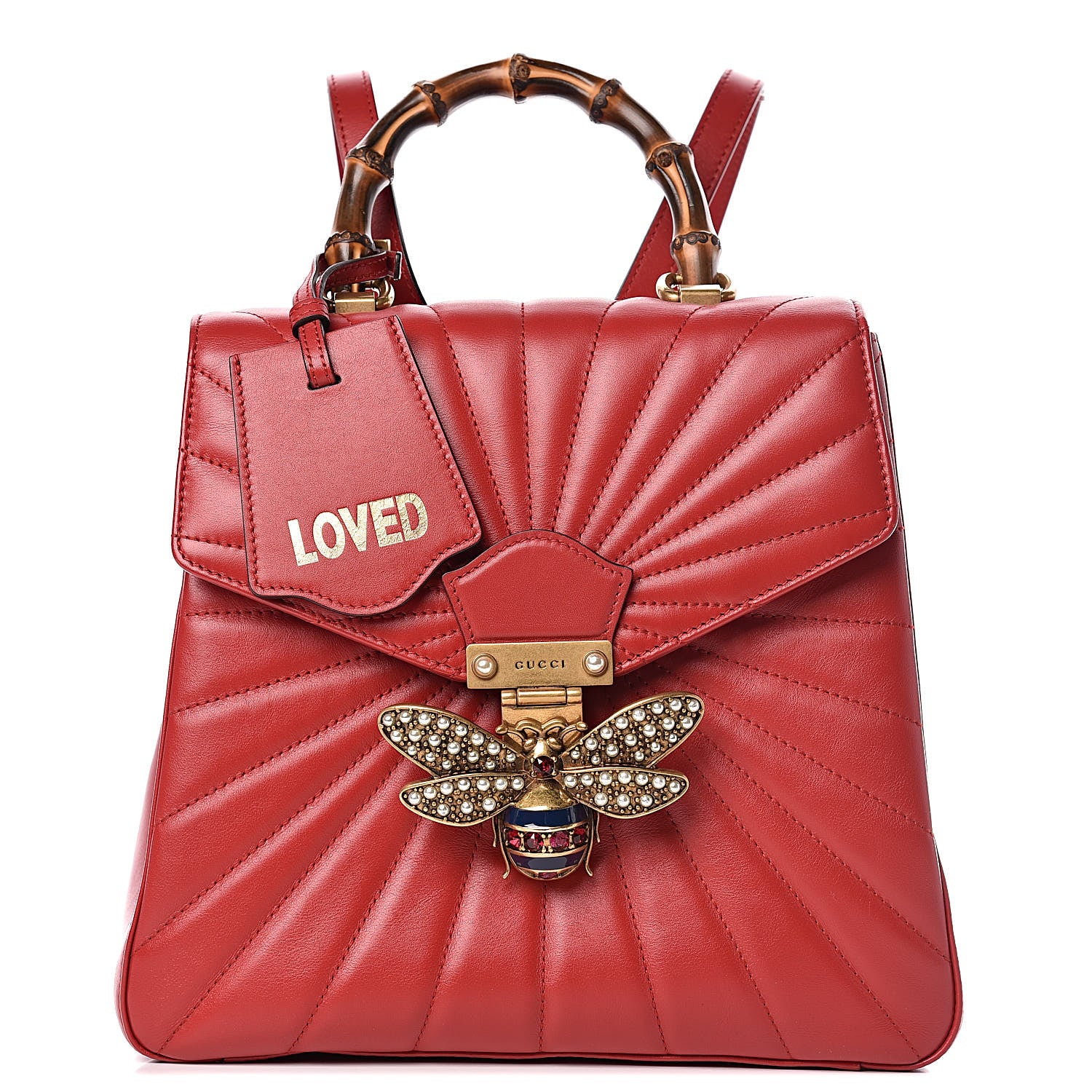 Gucci Calfskin Bamboo Trapuntata Queen Margaret Backpack Hibiscus Red 1 of 12