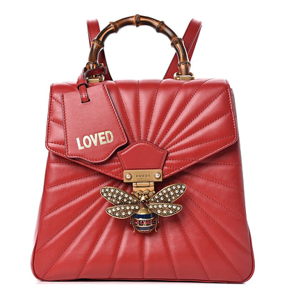 Gucci Calfskin Bamboo Trapuntata Queen Margaret Backpack Hibiscus Red 1 of 12