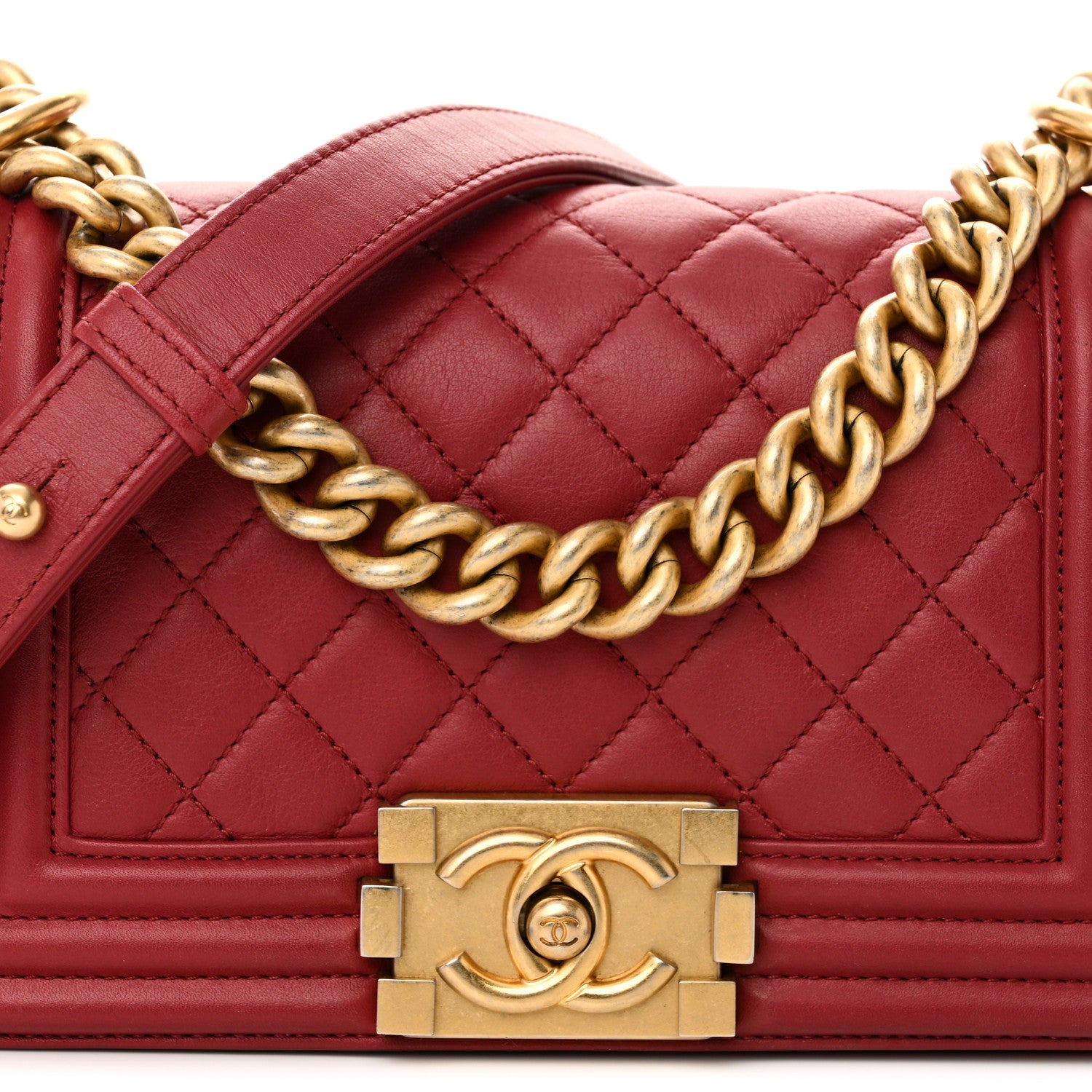 Chanel Lambskin Quilted Small Boy Flap Dark Red 8 of 10