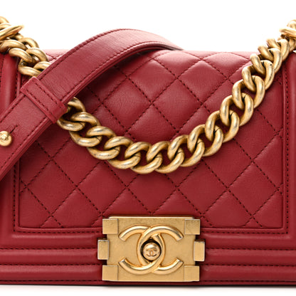 Chanel Lambskin Quilted Small Boy Flap Dark Red 8 of 10