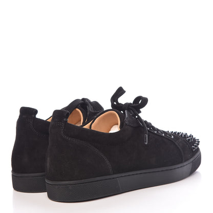 Christian Louboutin Veau Velours Womens Louis Junior Spikes Flat Sneakers 38 Black 4 of 9