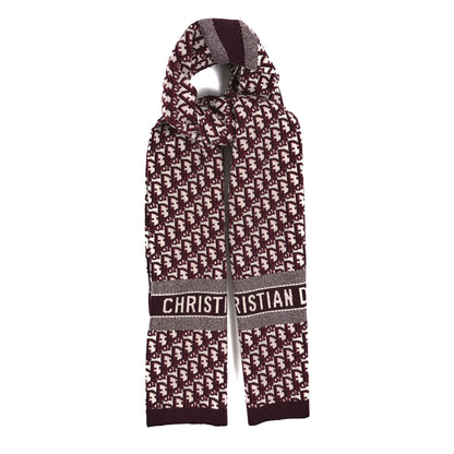 Christian Dior Wool Cashmere Oblique Scarf Burgundy 1 of 3