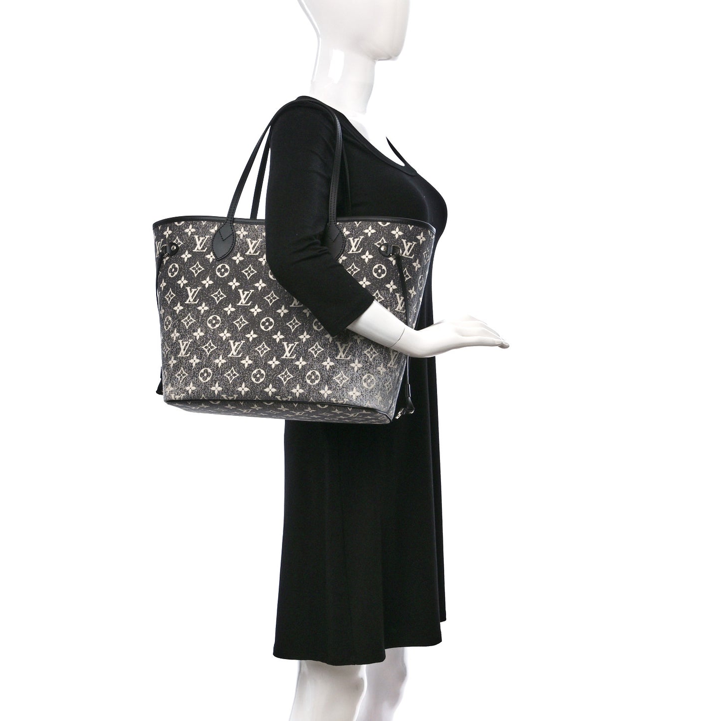 Denim Monogram Jacquard Neverfull MM Grey