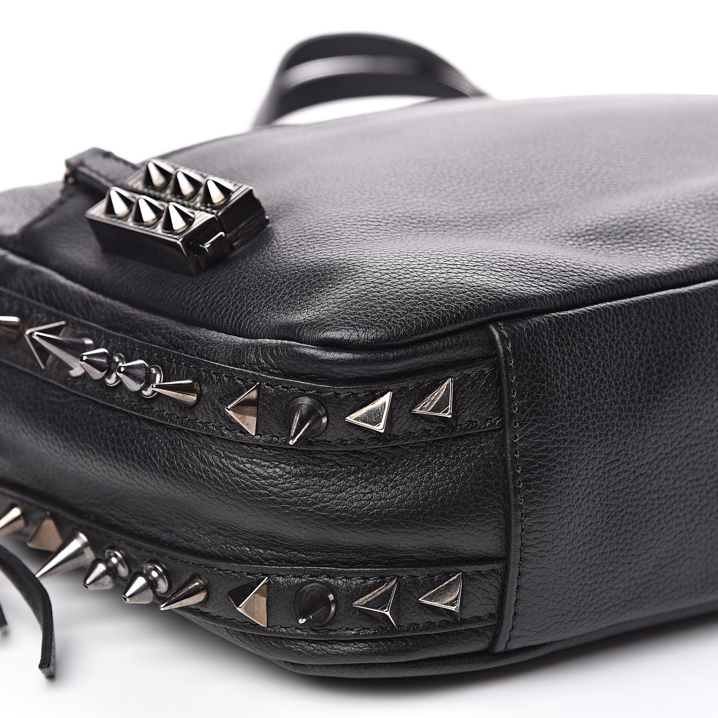 Calfskin Spikes Shoulder Bag Black