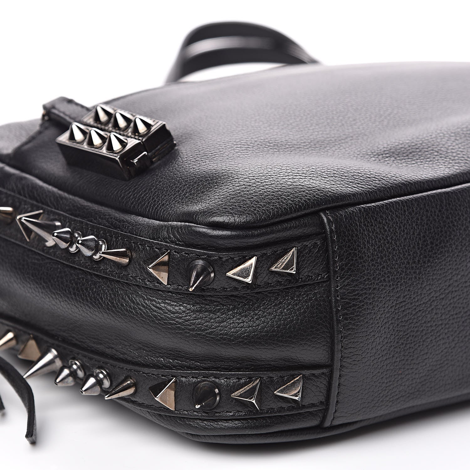 Christian Louboutin Calfskin Spikes Shoulder Bag Black 8 of 13