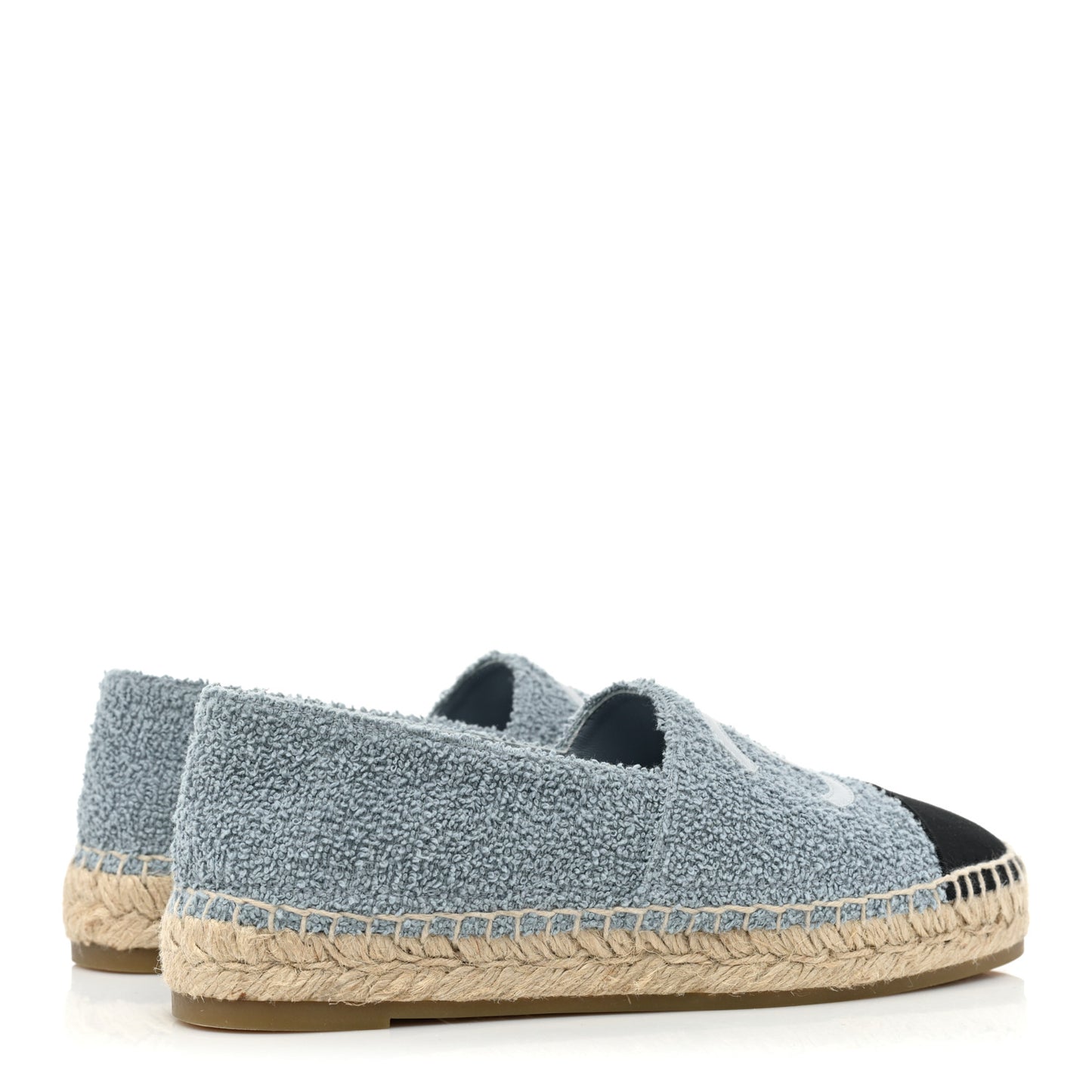 Fabric Grosgrain CC Espadrilles 37 Blue Light Gray Black