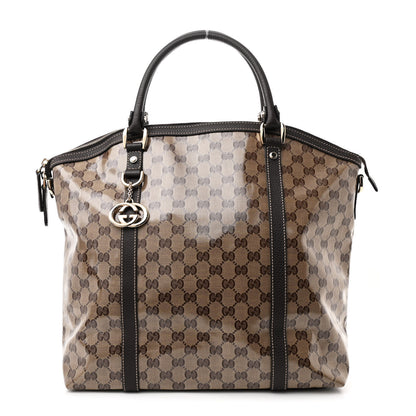 Gucci Crystal Monogram Large GG Charm Dome Satchel Dark Brown 1 of 11