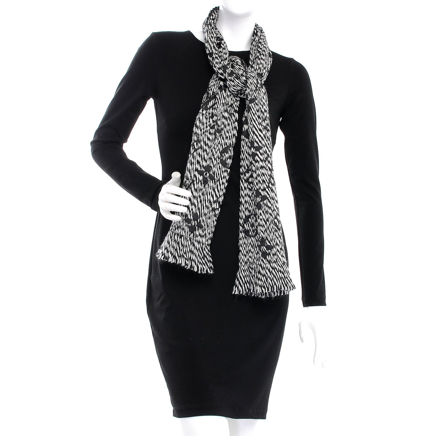 Wool Silk Logomania Mix Scarf Black