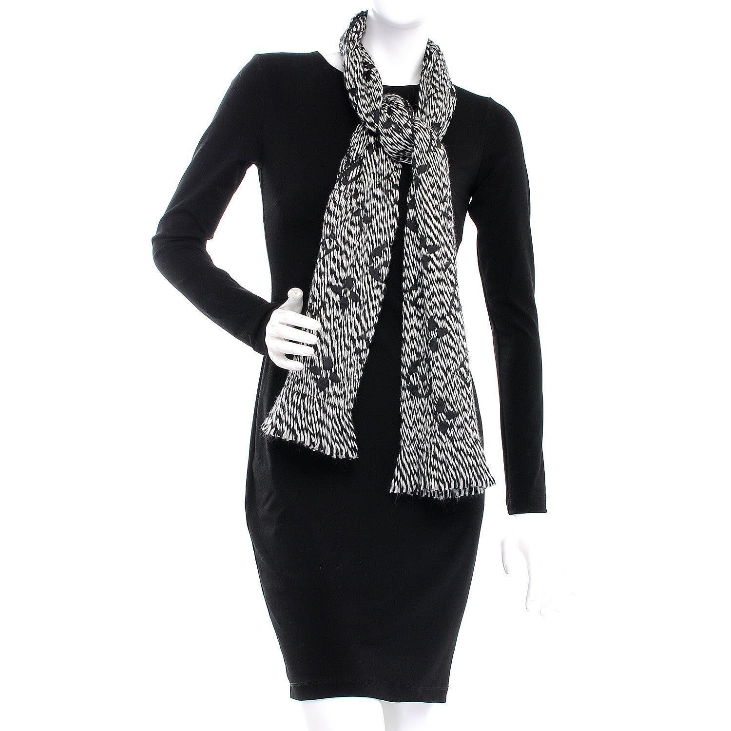 Louis Vuitton Wool Silk Logomania Mix Scarf Black 2 of 4