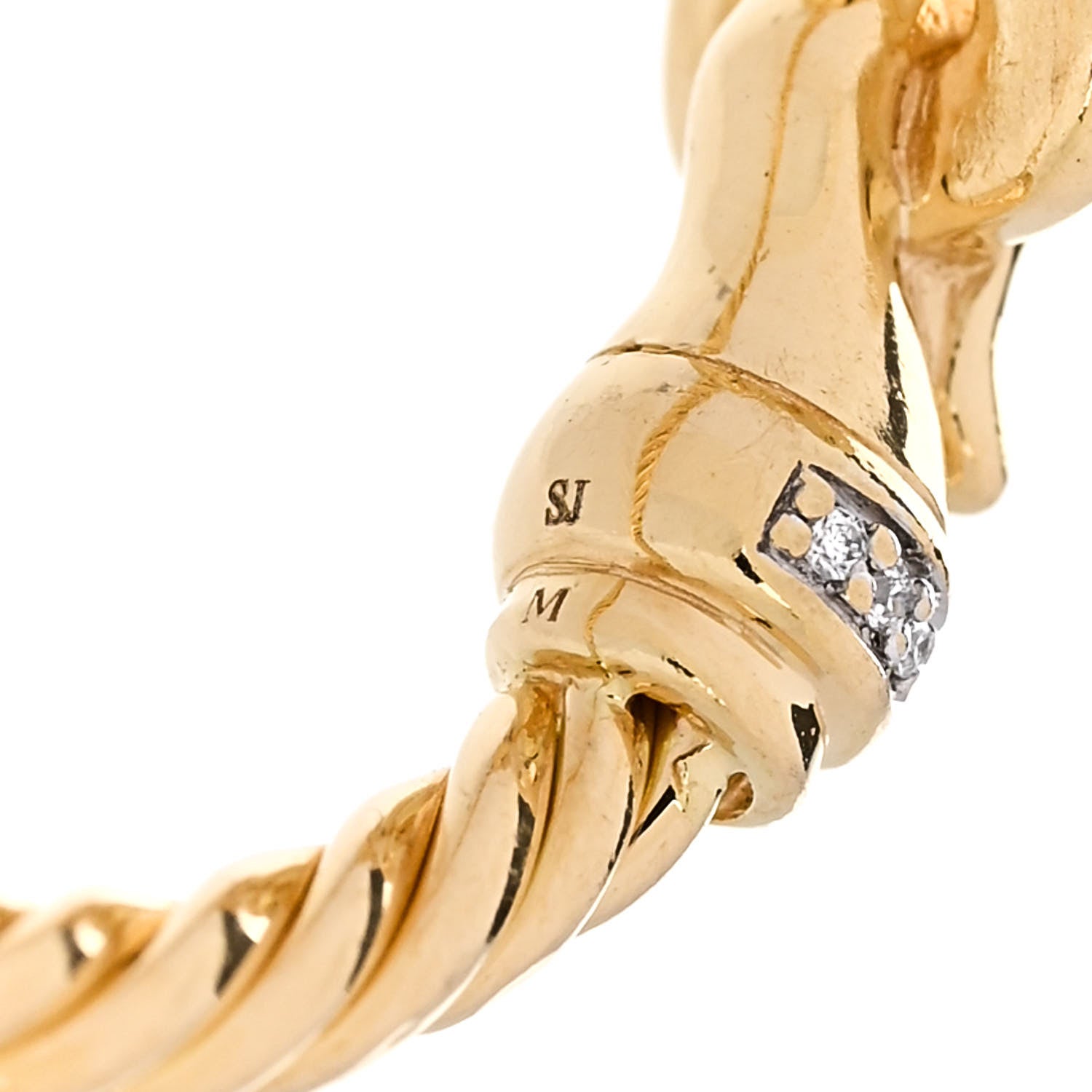 David Yurman 18K Yellow Gold Diamond Petite Buckle Cable Ring 52 6 5 of 5