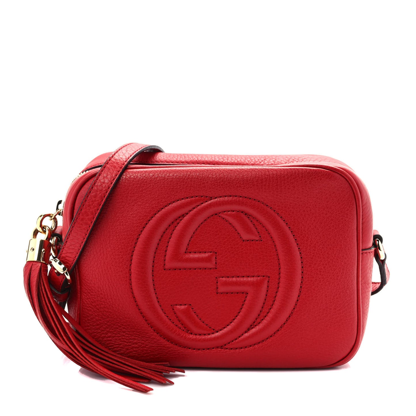 Pebbled Calfskin Small Soho Disco Bag Vibrant Red
