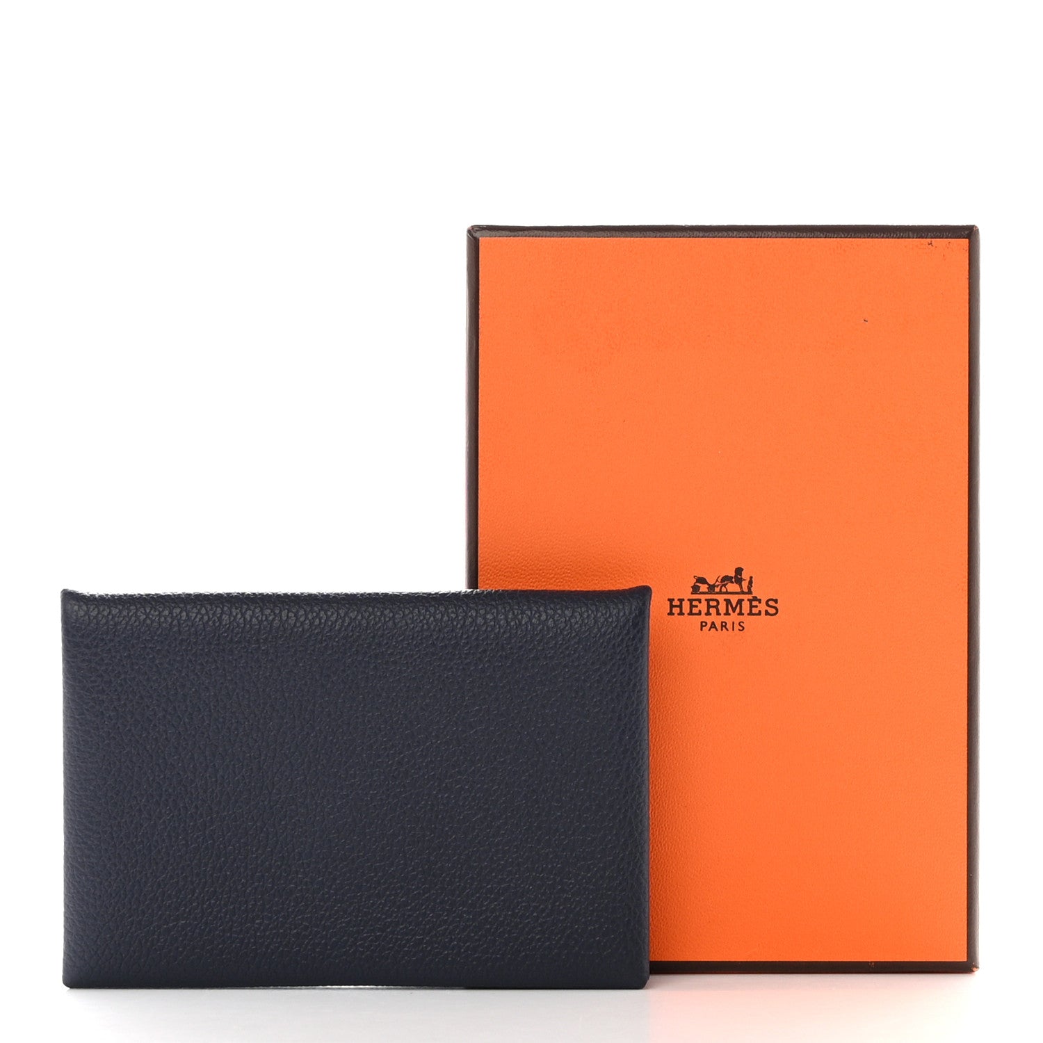Hermes Evercolor Verso Calvi Card Case Bleu Nuit Caramel 8 of 8