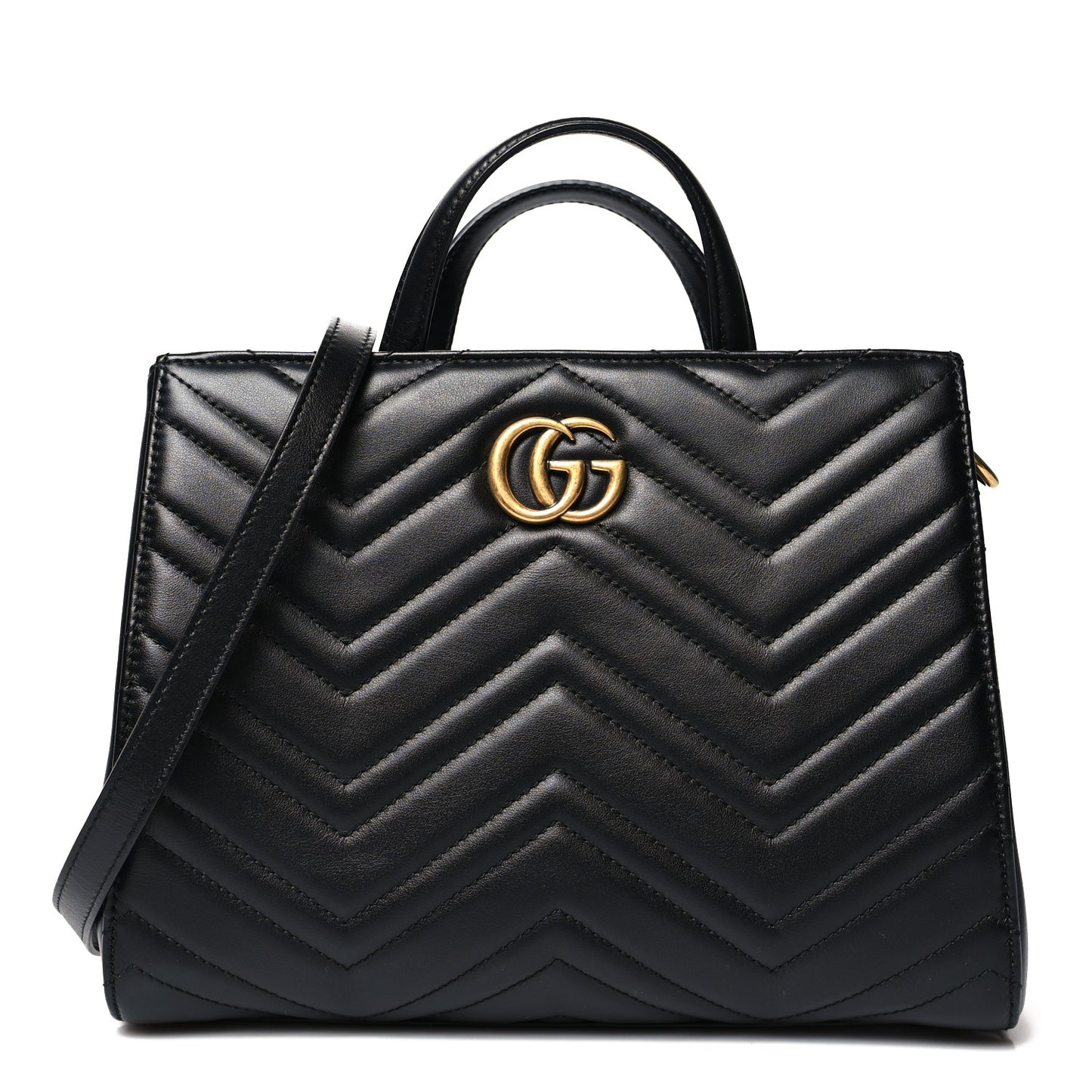 Calfskin Matelasse Small GG Marmont Tote Black