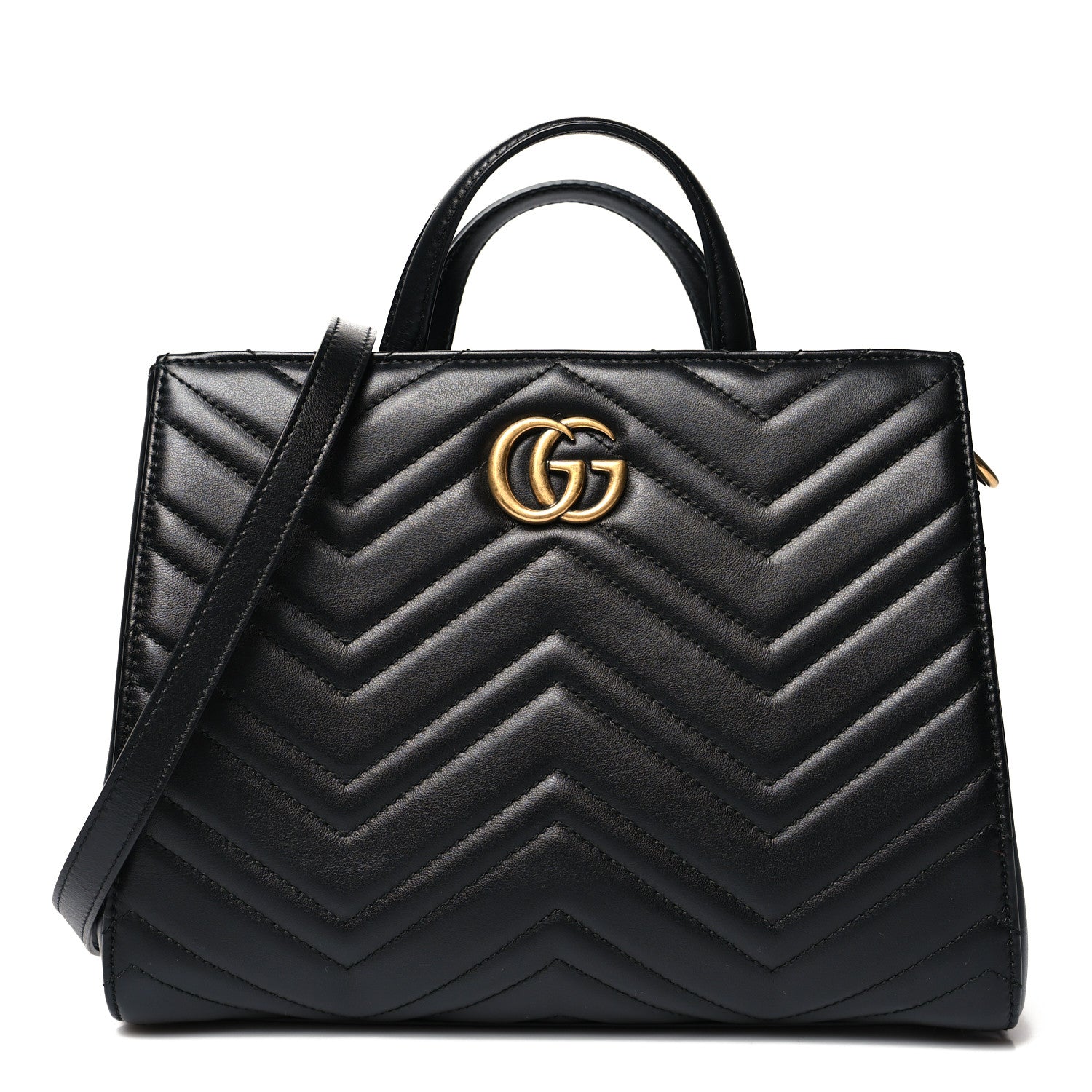 Gucci Calfskin Matelasse Small GG Marmont Tote Black 1 of 12