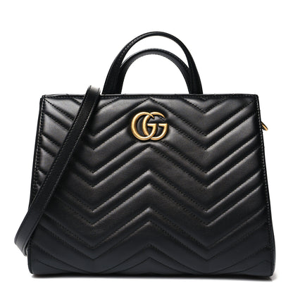 Gucci Calfskin Matelasse Small GG Marmont Tote Black 1 of 12