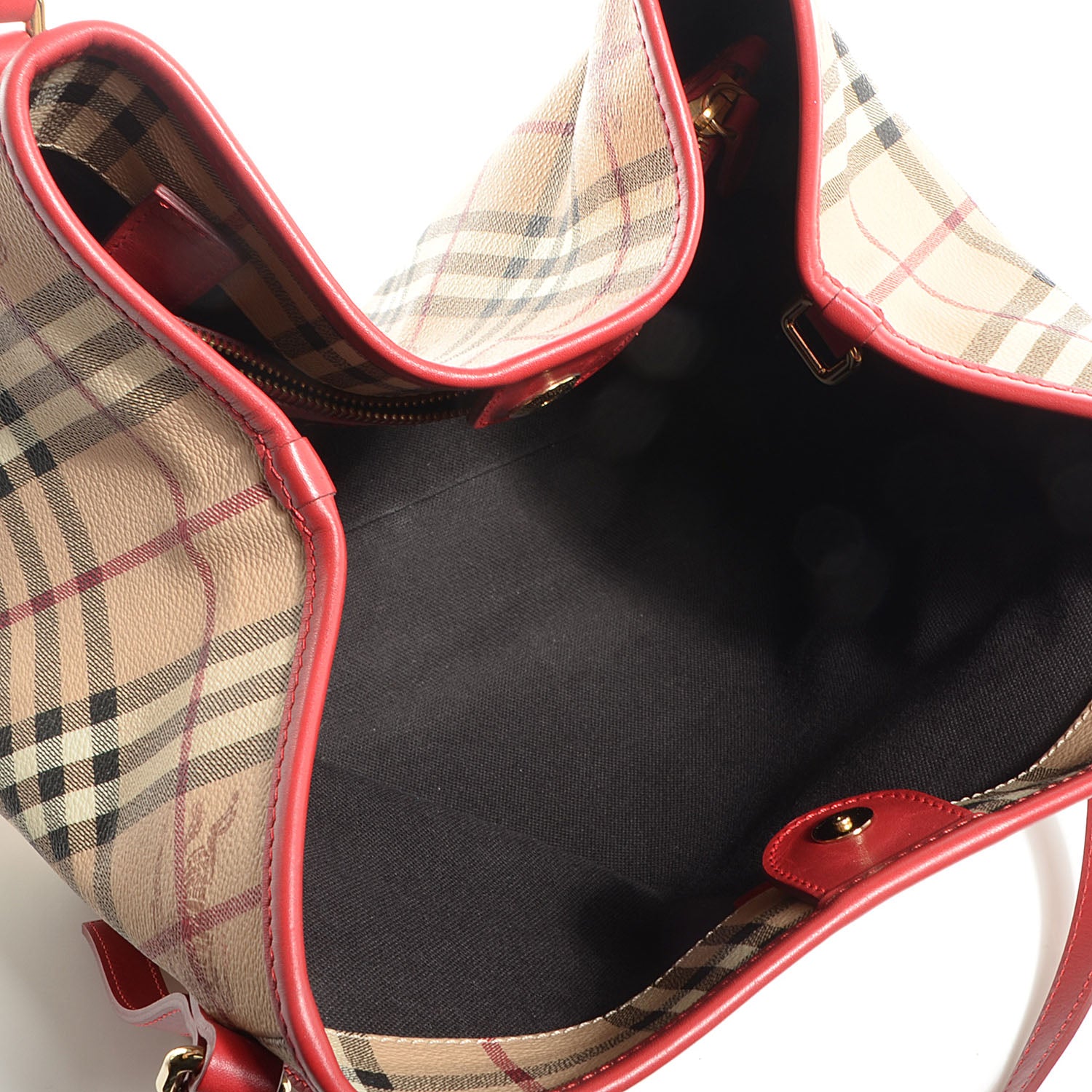 Burberry Haymarket Check Small Canterbury Tote Coral Red 5 of 9