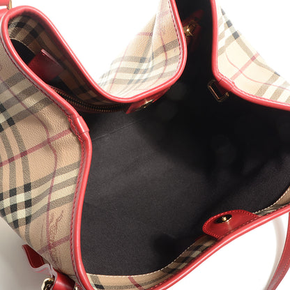 Burberry Haymarket Check Small Canterbury Tote Coral Red 5 of 9
