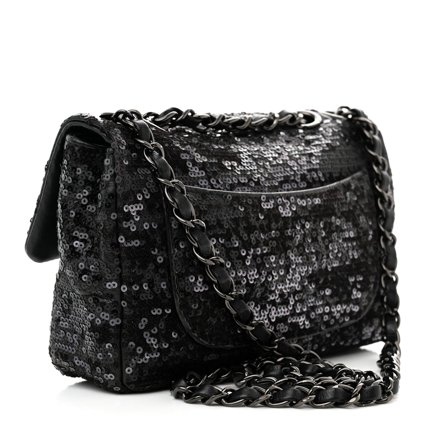 Sequin Lambskin Mini Moonlight on Water Flap Black