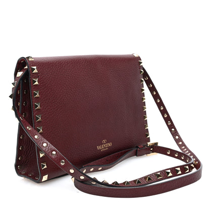 Valentino Garavani Pebbled Calfskin Medium Rockstud Flip Lock Crossbody Bag Rubin 3 of 9