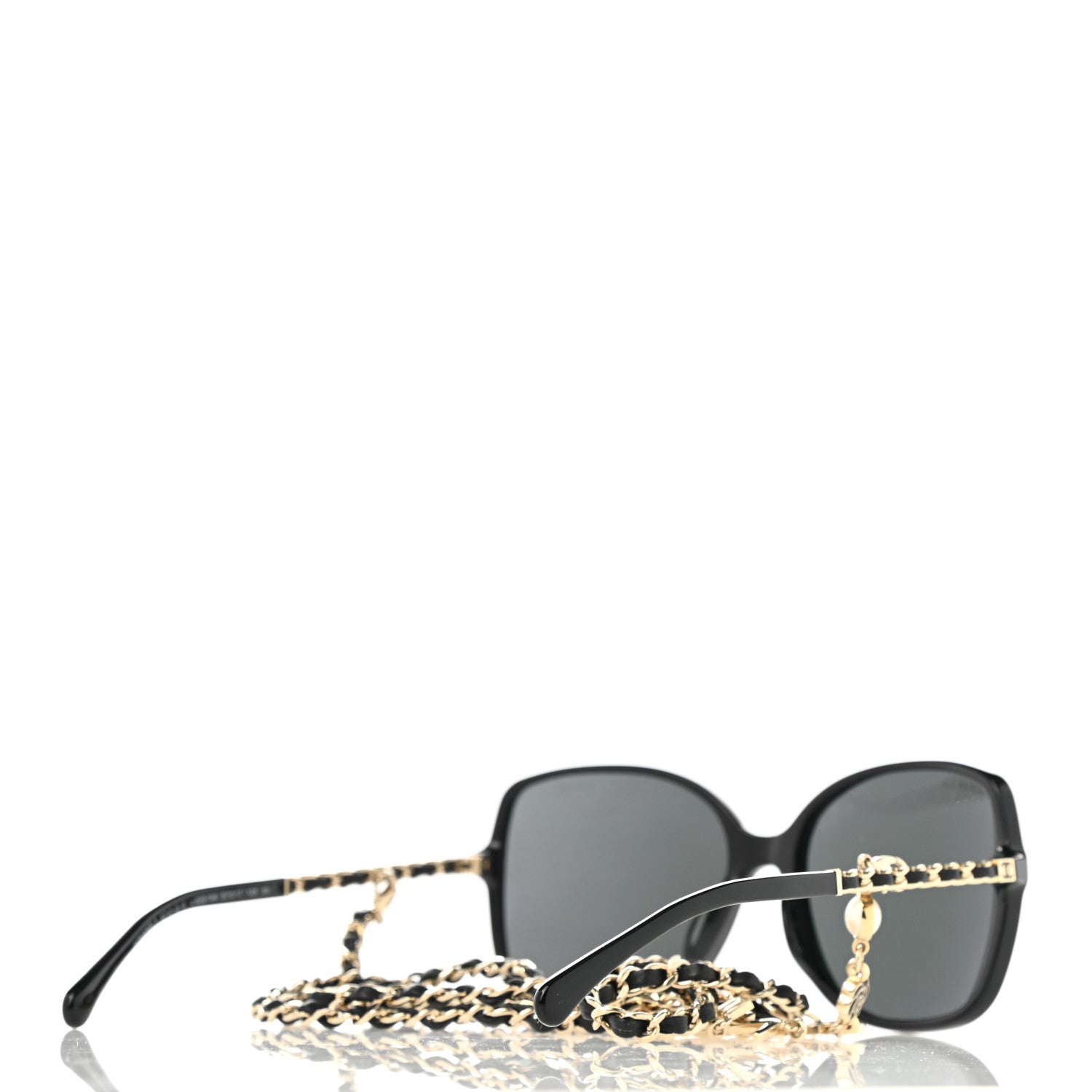 Chanel Acetate Lambskin Chain Square Sunglasses 5210-Q-A Black 4 of 11