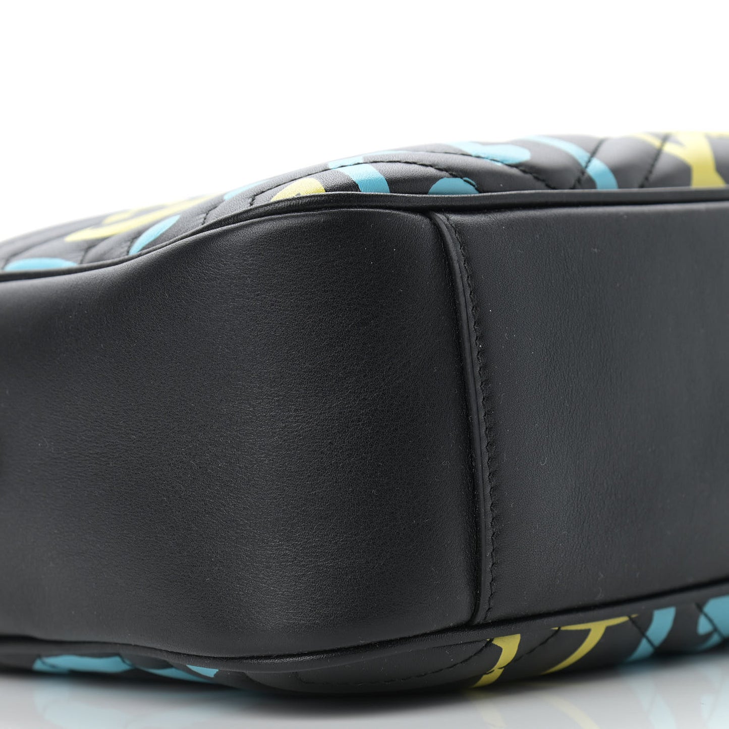 Calfskin Matelasse GucciGhost Medium GG Marmont Chain Shoulder Bag Black New Acquamarine