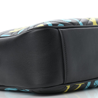 Gucci Calfskin Matelasse GucciGhost Medium GG Marmont Chain Shoulder Bag Black New Acquamarine 8 of 9