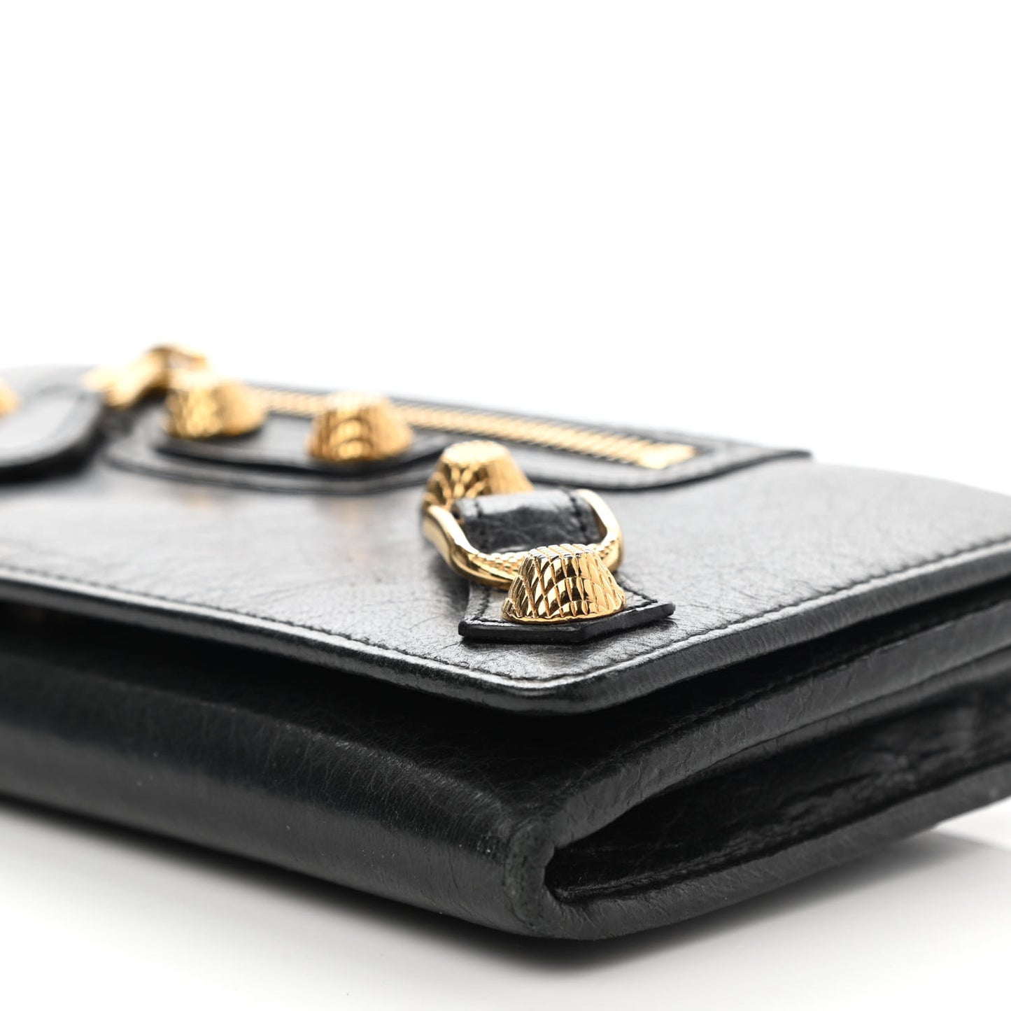 Agneau Giant 12 Gold Hardware Money Wallet Black
