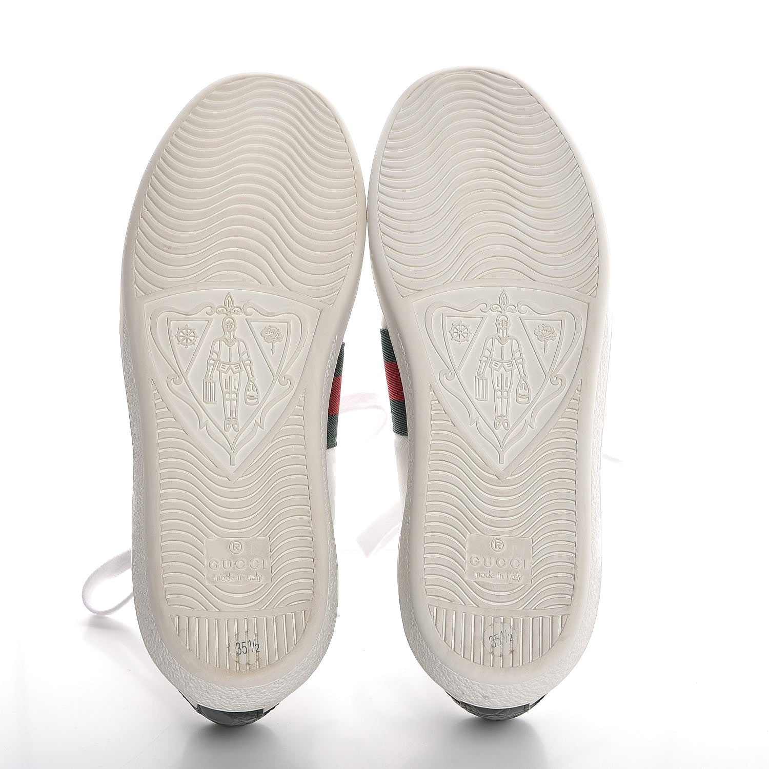 Gucci Calfskin Crocodile Web Ace Sneakers 35.5 White Green 5 of 10