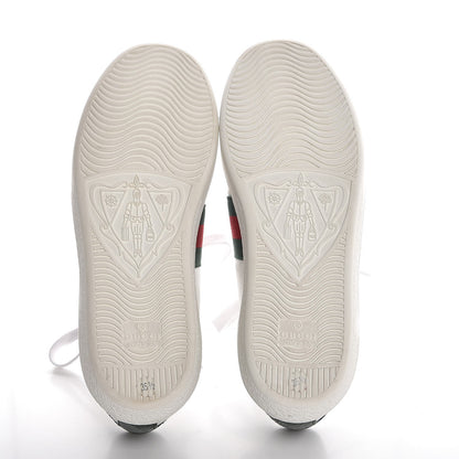 Gucci Calfskin Crocodile Web Ace Sneakers 35.5 White Green 5 of 10