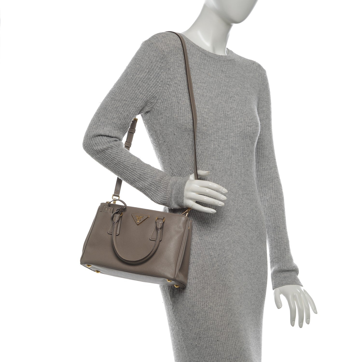 Prada Saffiano Mini Galleria Double Zip Tote Argilla 2 of 7
