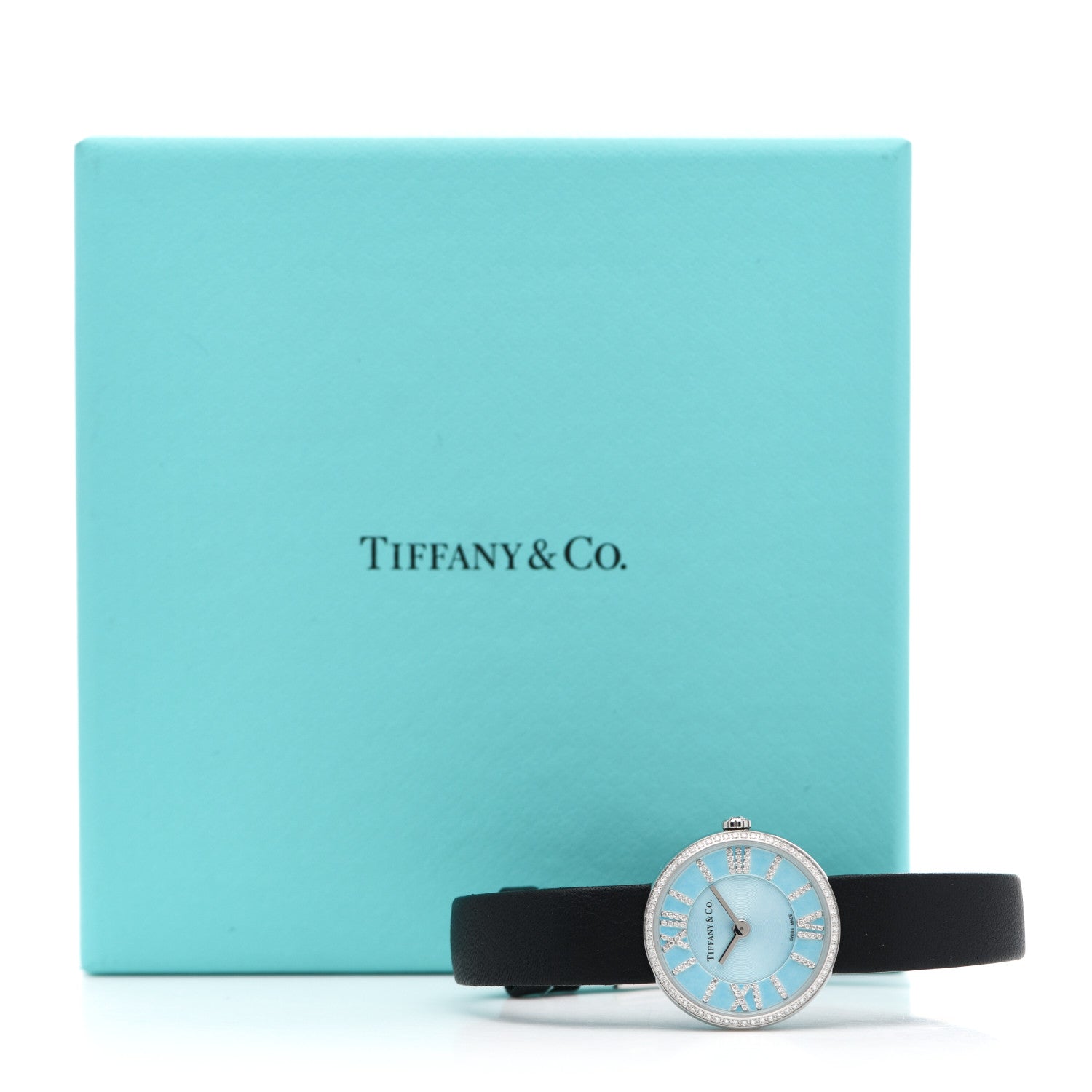 Tiffany Stainless Steel Calfskin Diamond Bezel 24mm Atlas 2-Hand Quartz Watch Tiffany Blue 5 of 5