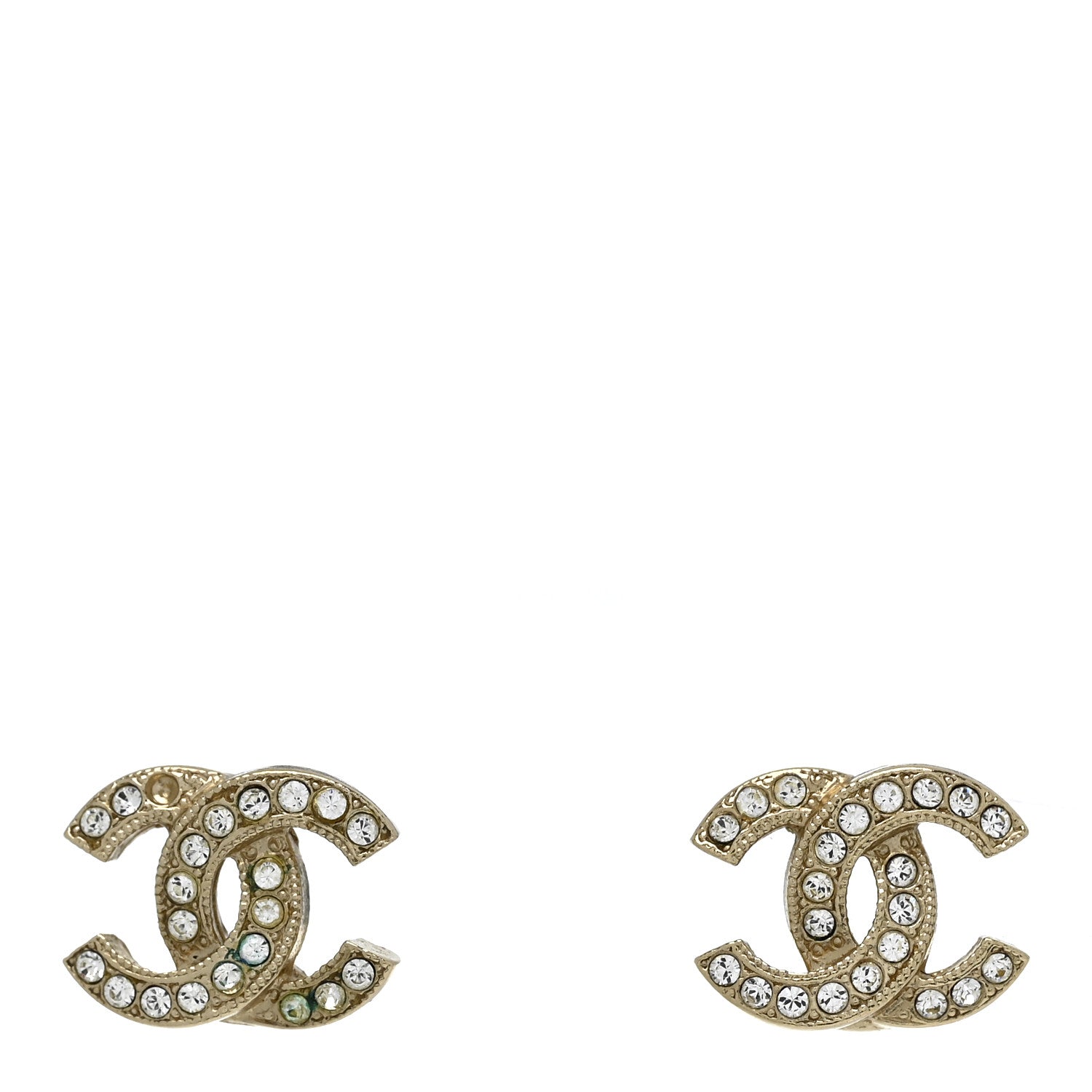 Chanel Crystal CC Earrings Gold 1 of 5