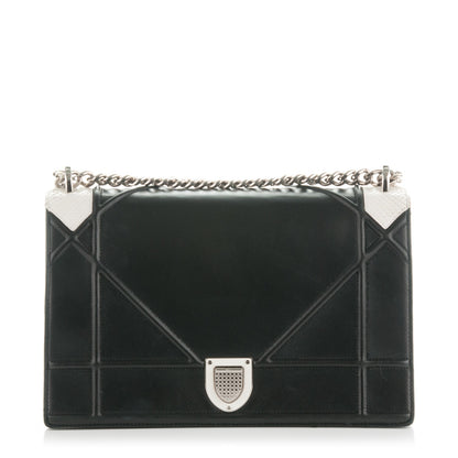 Christian Dior Lambskin Python Large Diorama Flap Bag Black White 1 of 8
