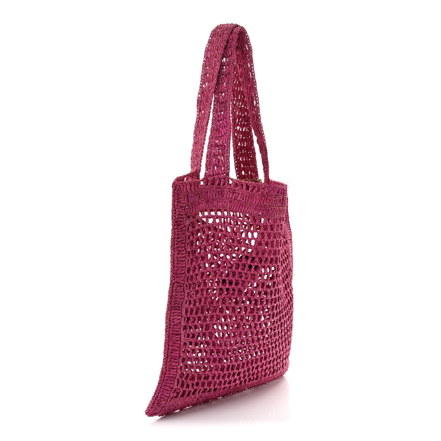 Chloe Raffia Summer Banana Tote Fuchsia Rose 3 of 9