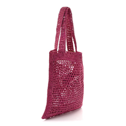 Chloe Raffia Summer Banana Tote Fuchsia Rose 3 of 9