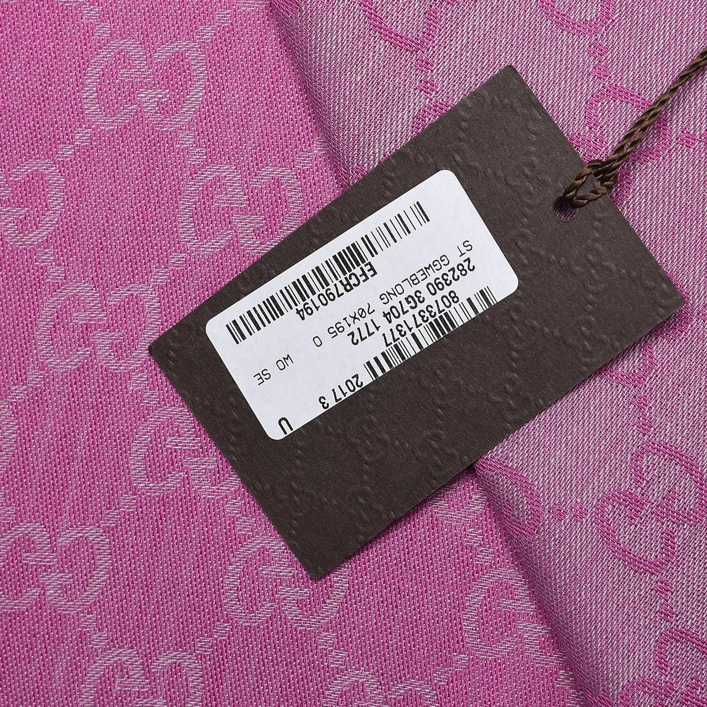 Wool Silk GG Monogram GGWeblong Fringe Scarf Shawl Zinc Pink
