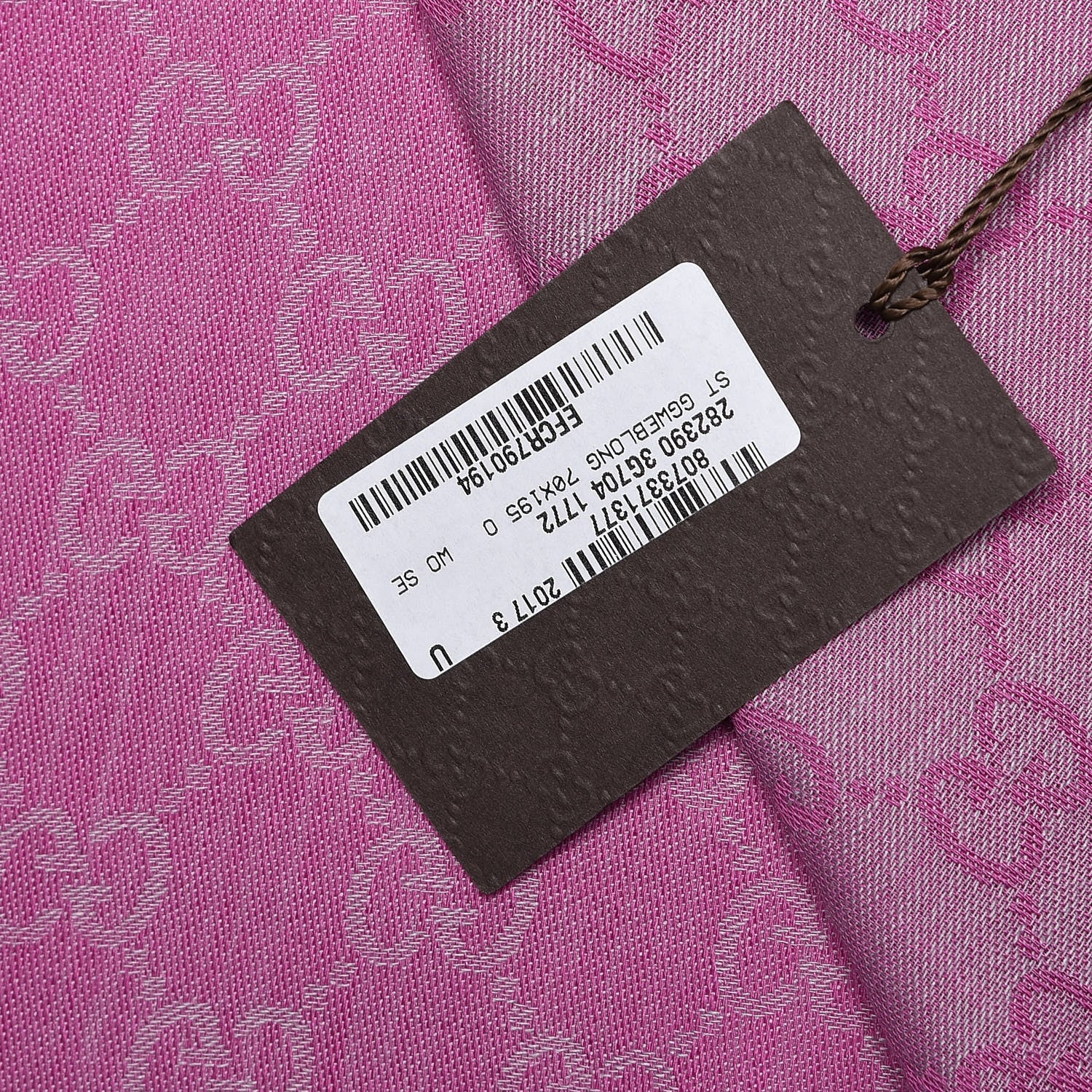 Gucci Wool Silk GG Monogram GGWeblong Fringe Scarf Shawl Zinc Pink 5 of 5