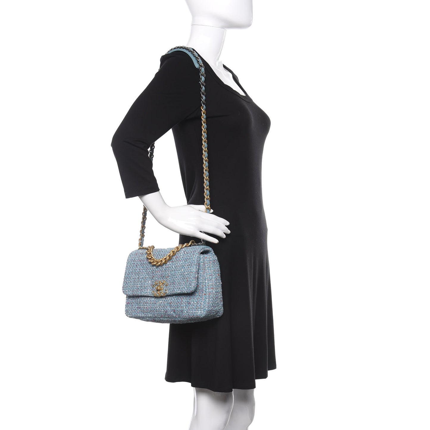 Tweed Quilted Medium 19 Flap Blue Multicolor