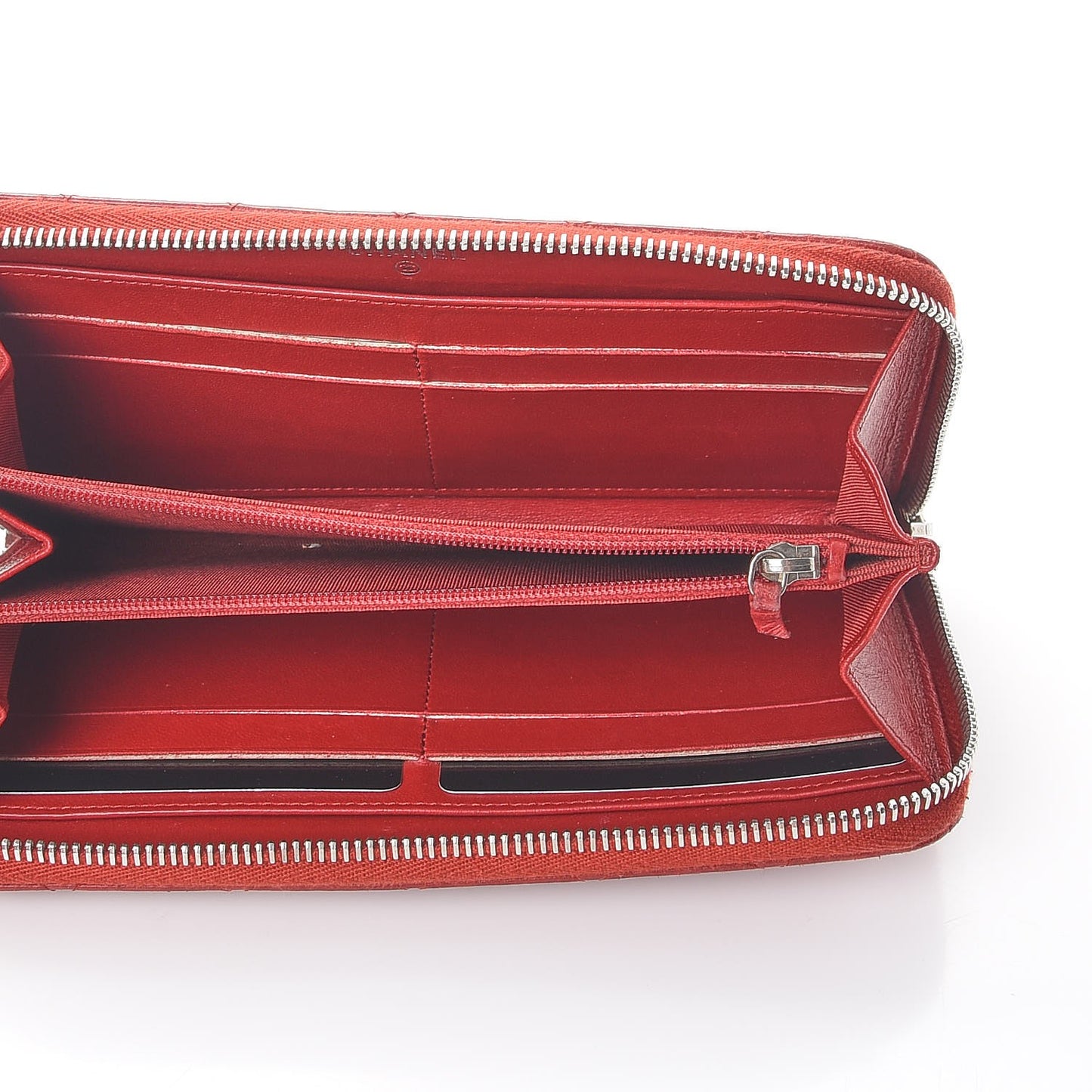 Lambskin Quilted Large Gusset Zip Around Wallet Red