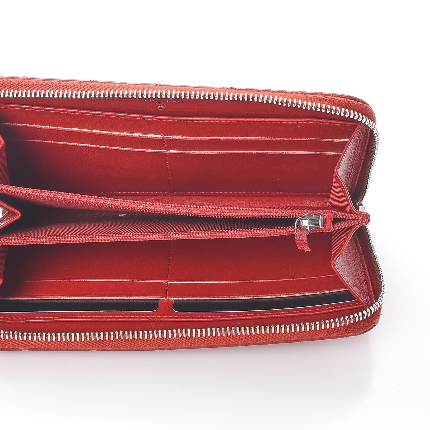 Chanel Lambskin Quilted Large Gusset Zip Around Wallet Red 5 of 13