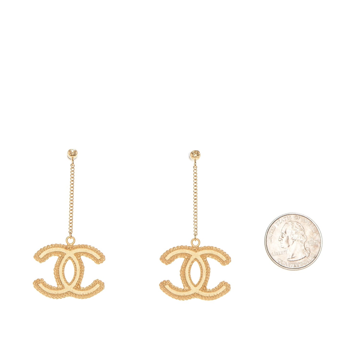 CC Drop Earrings Matte Gold