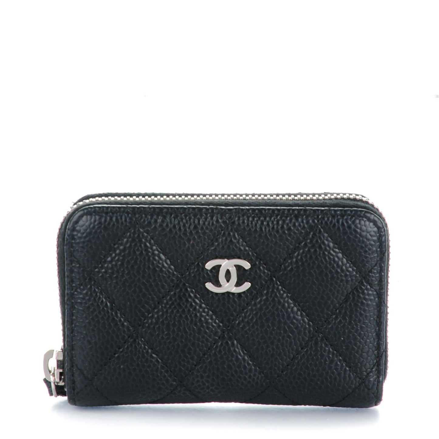 Caviar Quilted Zip Coin Purse Black