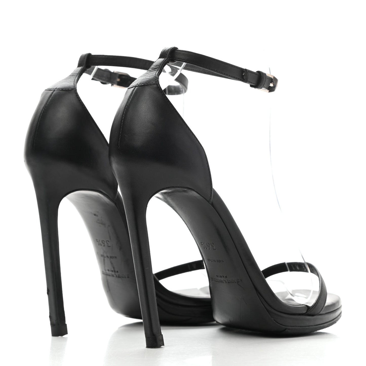Calfskin Jane 110 Ankle Strap Sandals 36.5 Black