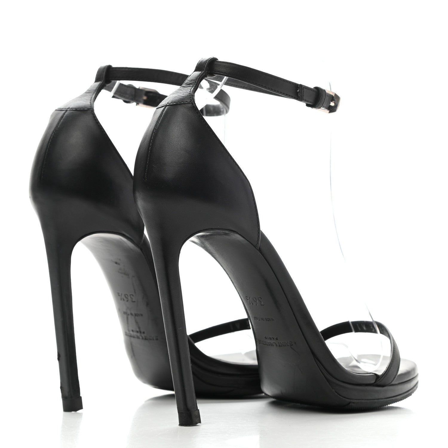 Saint Laurent Calfskin Jane 110 Ankle Strap Sandals 36.5 Black 4 of 11