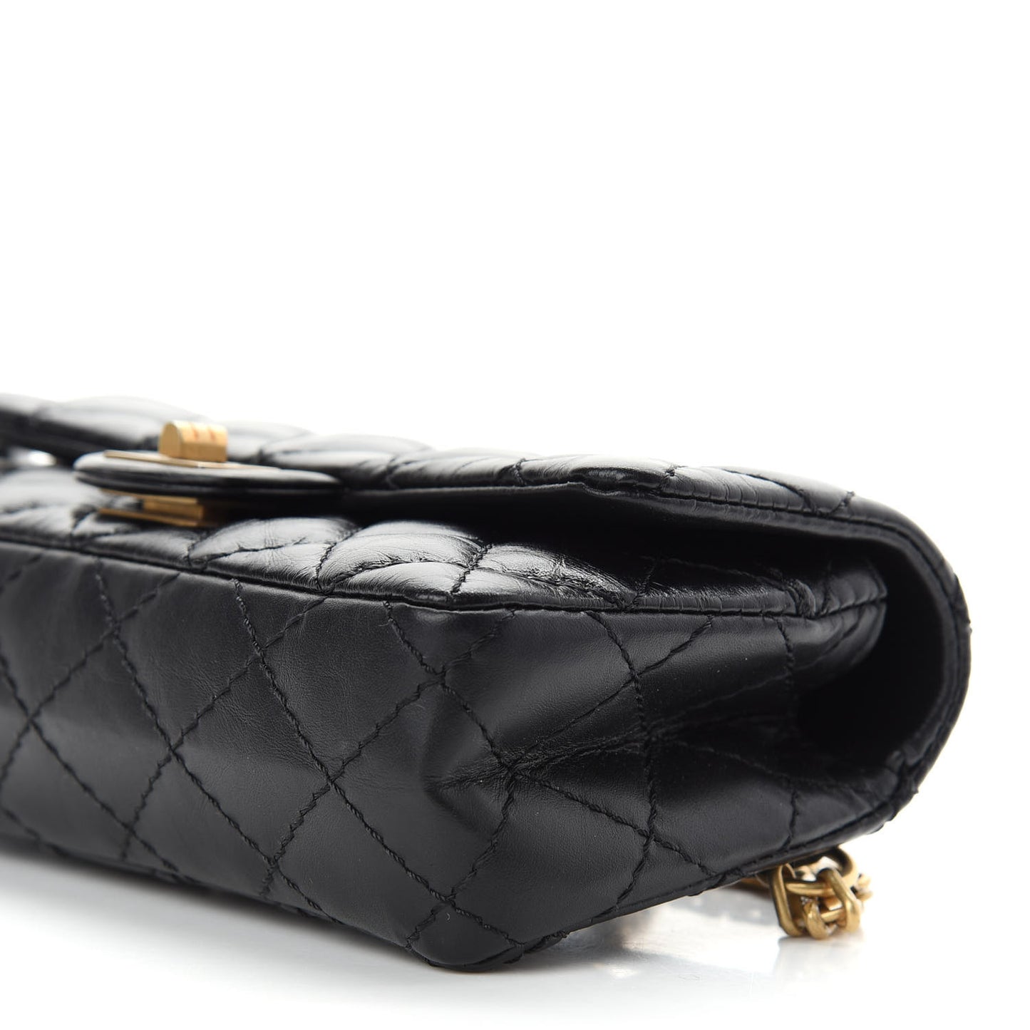 Aged Calfskin Quilted 2.55 Reissue Chain Waist Bag Black