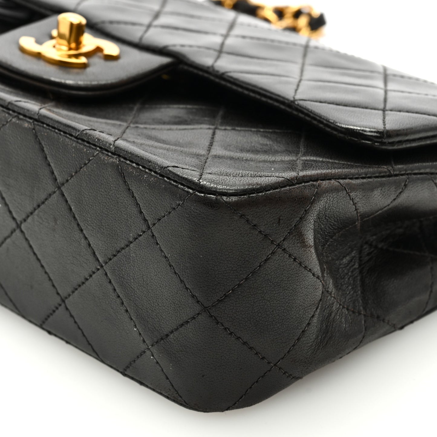 Lambskin Quilted Small Double Flap Black