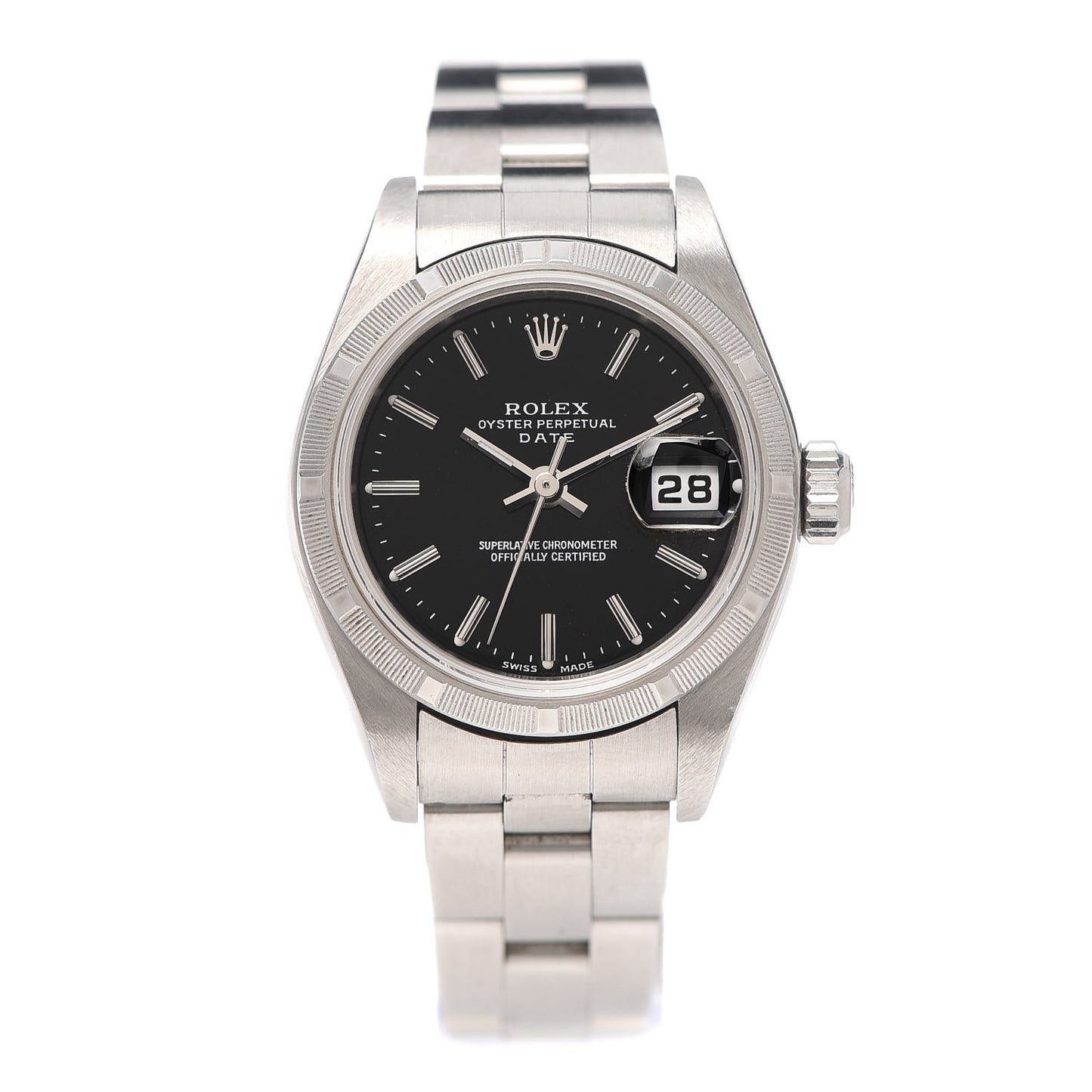 Stainless Steel 26mm Oyster Perpetual Date Watch Black 79190